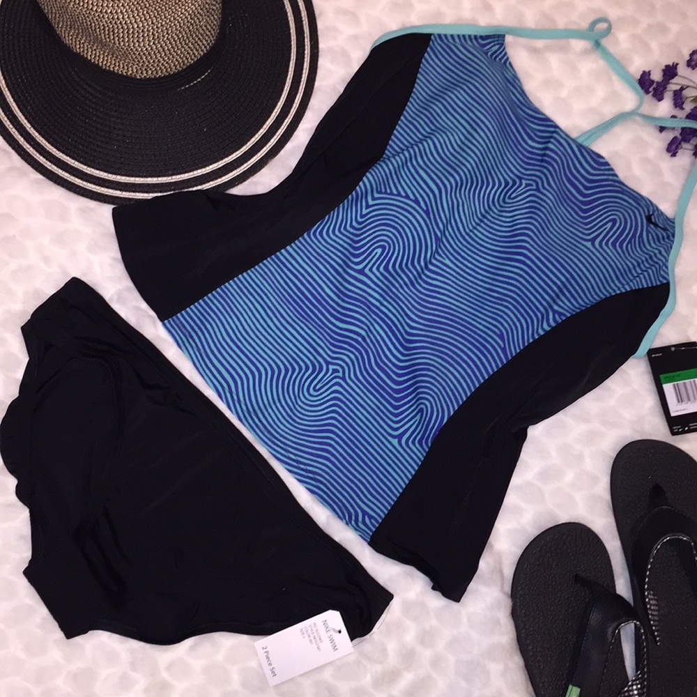 New Nike Sporty Wave Print Tankini Panty Swimsuit